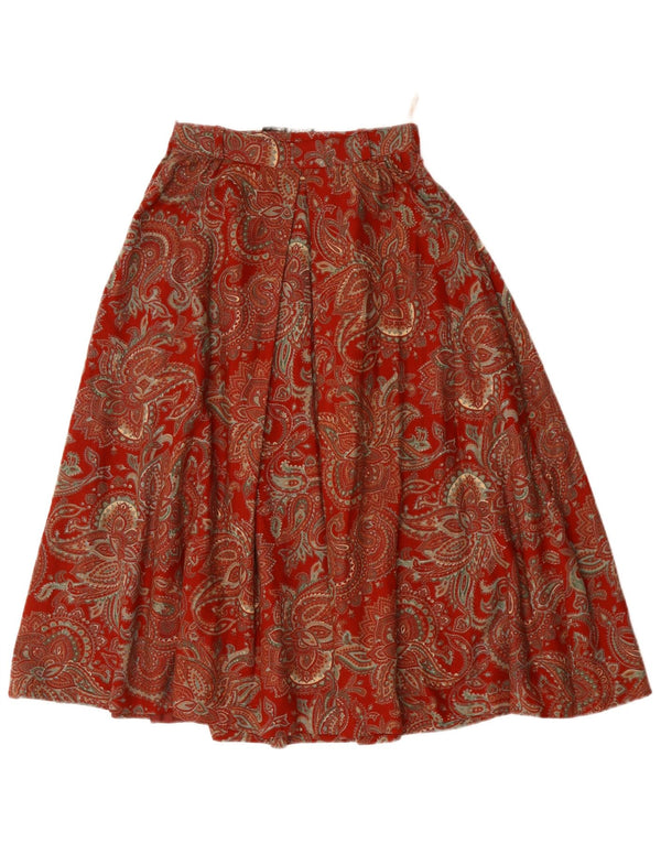 DORENE Jupe trapèze taille haute pour femme EU 36 Small W24 Rouge Paisley Acrylique