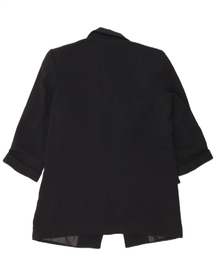 Veste Blazer Ouverte Femme ZARA UK 14 Polyester Noir Moyen