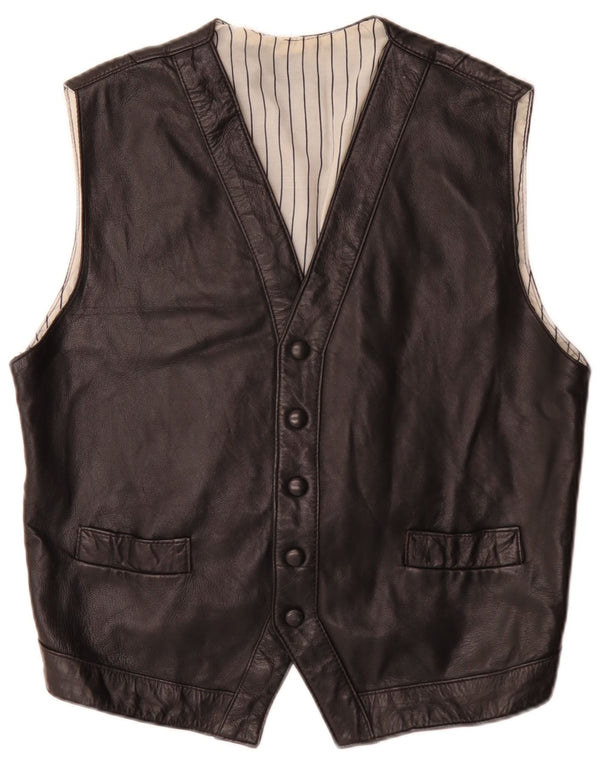 gilet en cuir homme vintage noir moyen