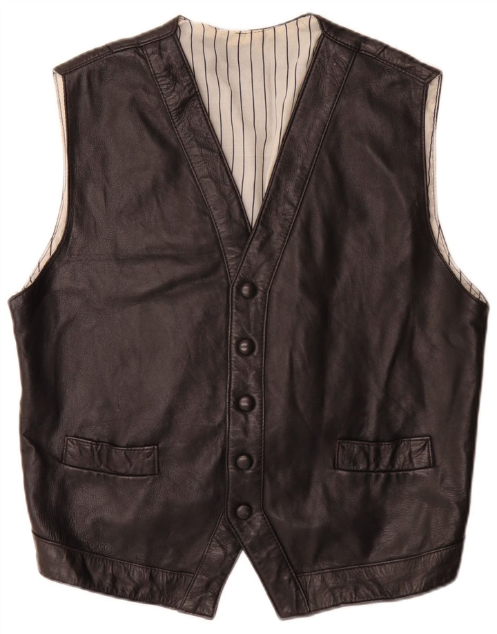 gilet en cuir homme vintage noir moyen