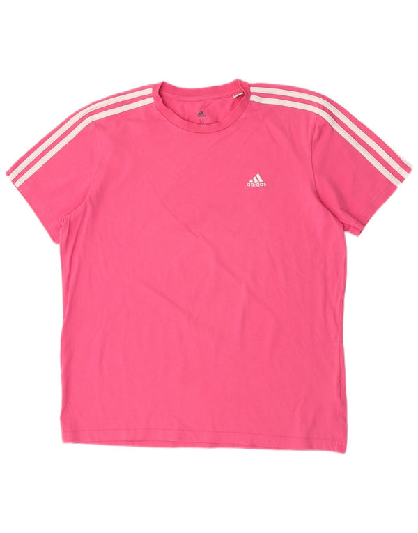 Adidas T-Shirt Femme Top UK 12/14 Rose Moyen Coton
