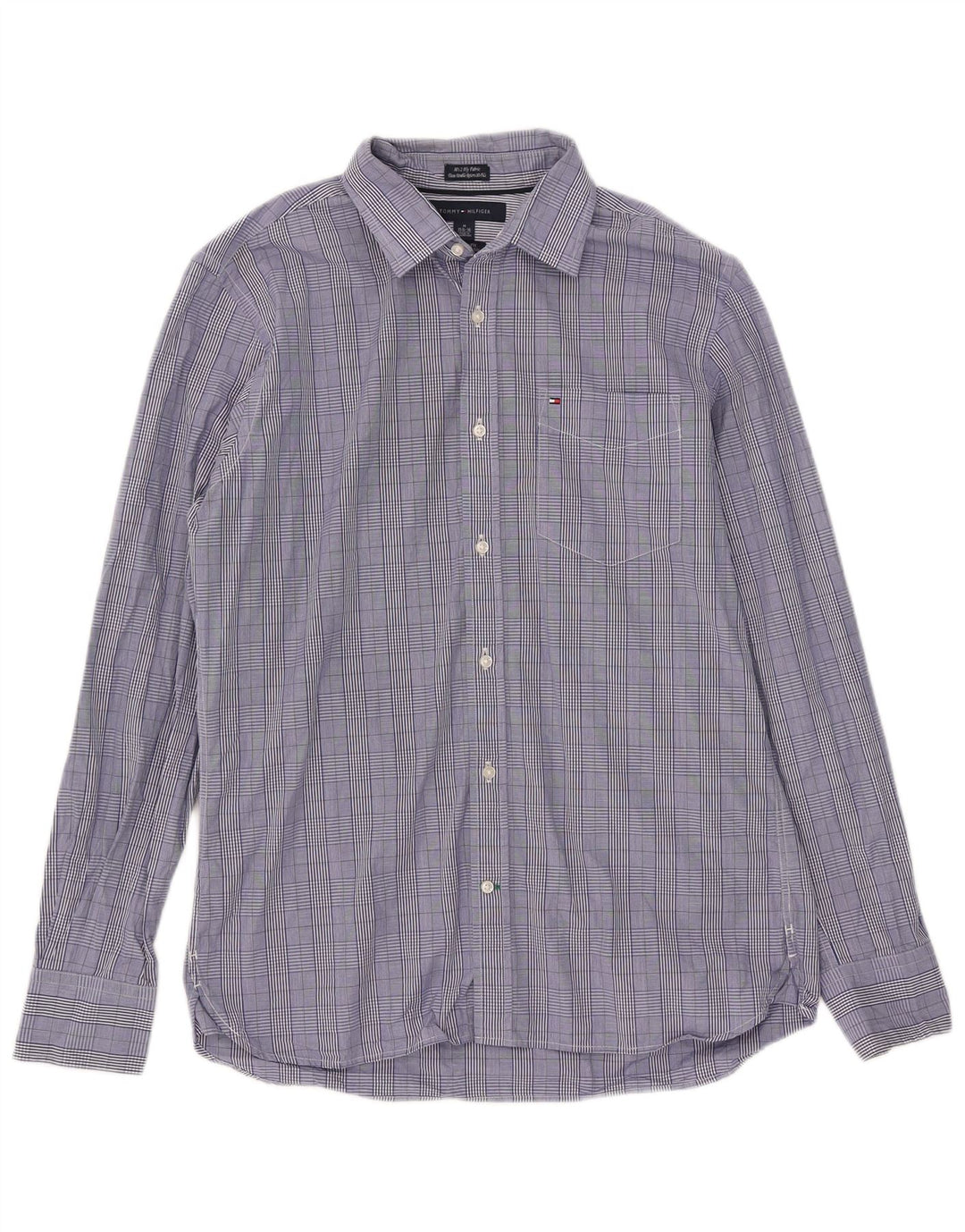 Tommy Hilfiger Chemise ajustée sur mesure pour homme Taille 15 1/2 16 Bleu moyen à carreaux