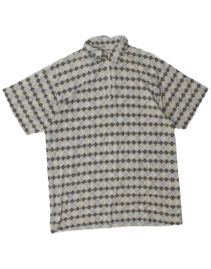 SAVVY Polo Col Zippé Homme Bleu Moyen Argyle/Diamant Coton
