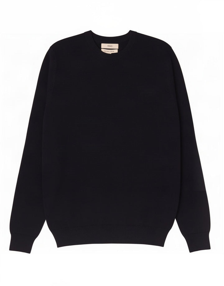 Marks & Spencer Pull col rond homme bleu marine moyen coton