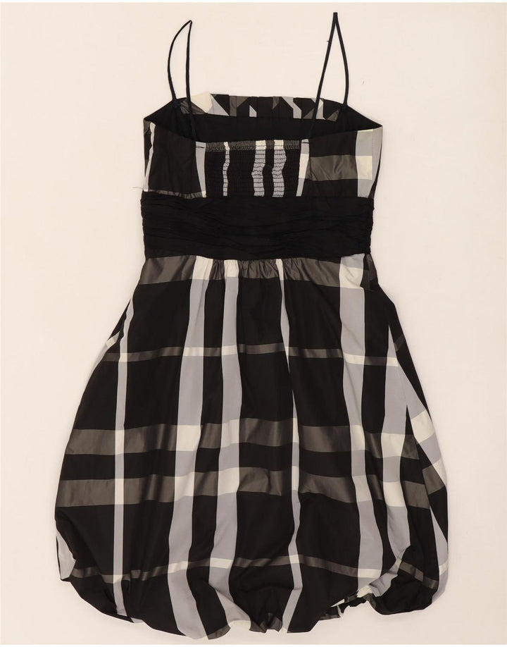 Zara Femme Robe Bulle Sans Manches UK 8 Petit Carreau Noir Polyester