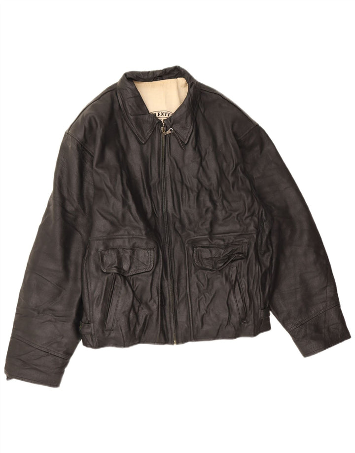 Giorgio Valenti Veste en cuir pour homme UK 40 Grand cuir noir