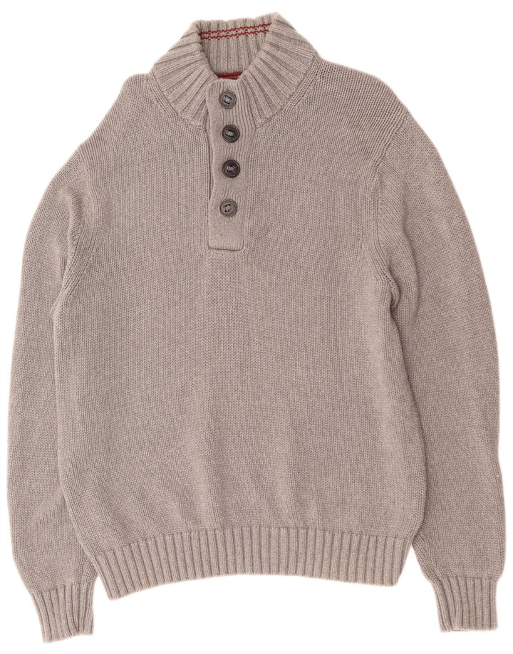 TOMMY HILFIGER Pull à col boutonné pour homme XL Gris Coton