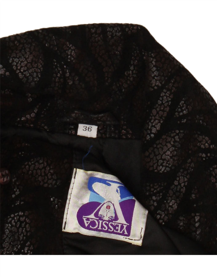 Yessica Manteau en cuir surdimensionné pour femme EU 36 Petit cuir géométrique noir