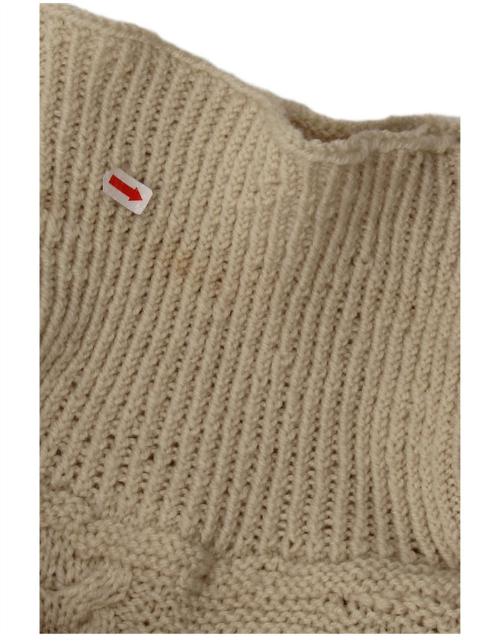 vintage Femmes Crop Roll Neck Jumper Pull UK 20 2XL Off White