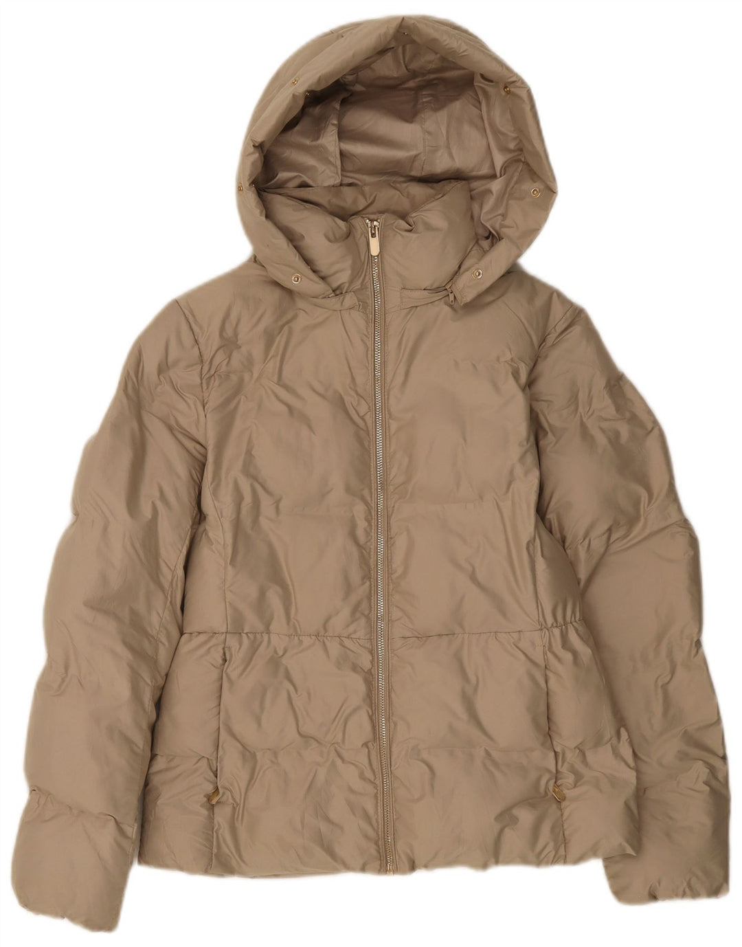 ZARA Veste matelassée à capuche pour femme UK 14 Polyester beige moyen