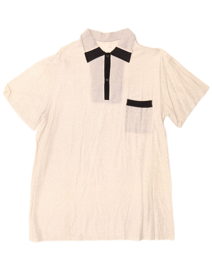 vintage Mens Short Sleeve Pullover Shirt IT 52 Grand Off White Moucheté