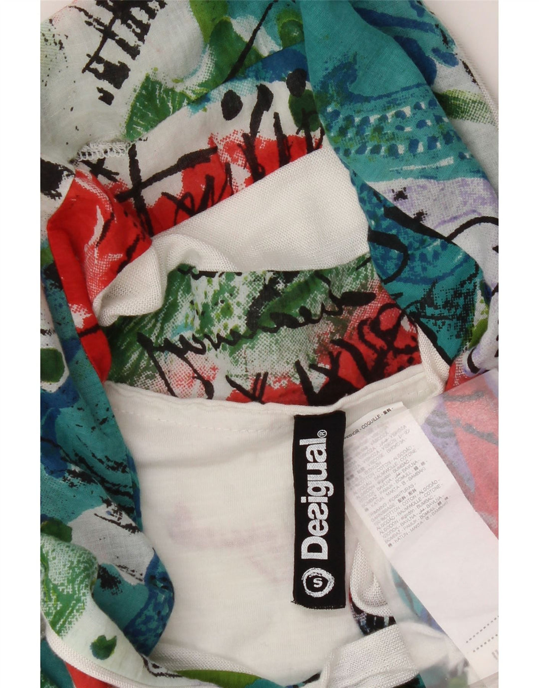 Desigual Womens Drop Neck Blouse Top UK 10 Small Blanc Viscose