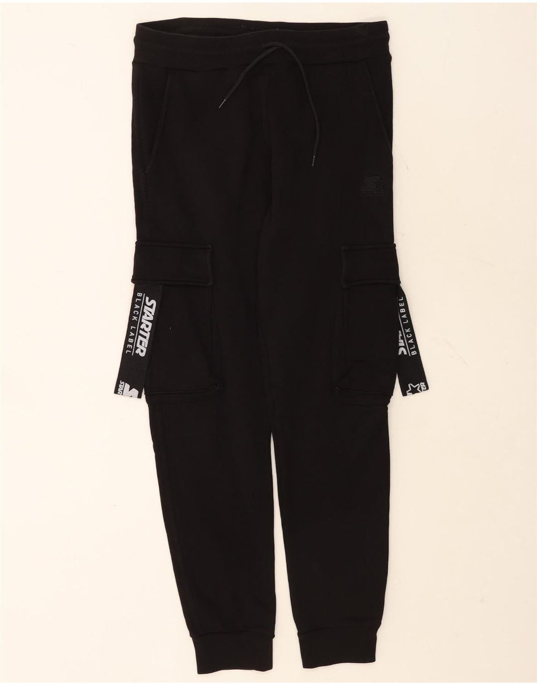 Starter Pantalon de survêtement cargo graphique pour homme en coton noir moyen