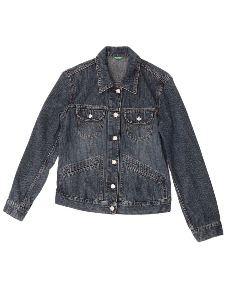 Benetton Veste en Jean Femme UK 10 Petit Bleu Coton