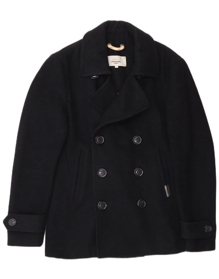 Superdry Caban Homme UK 36 Petite Laine Bleu Marine