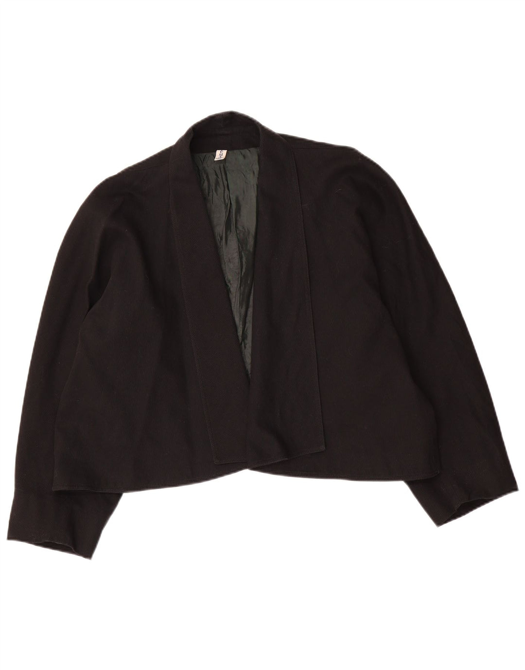vintage Femmes Crop Open Blazer Veste IT 48 XL Noir
