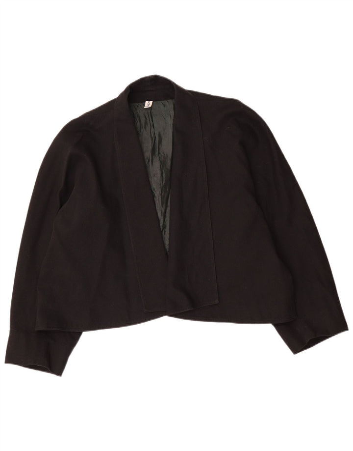 vintage Femmes Crop Open Blazer Veste IT 48 XL Noir