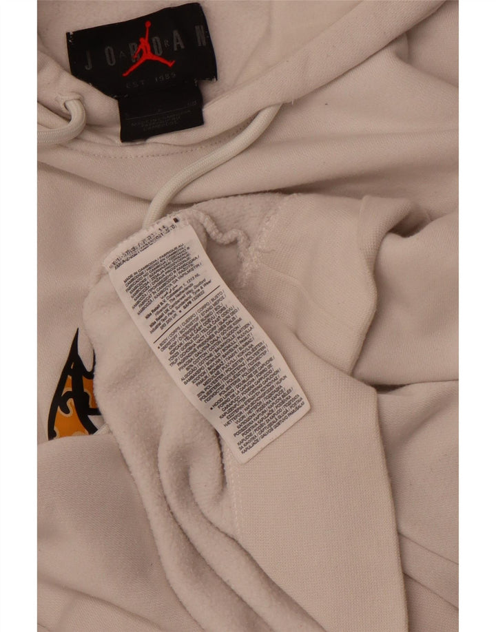 JORDAN Pull à capuche graphique coupe ample pour homme en coton blanc cassé