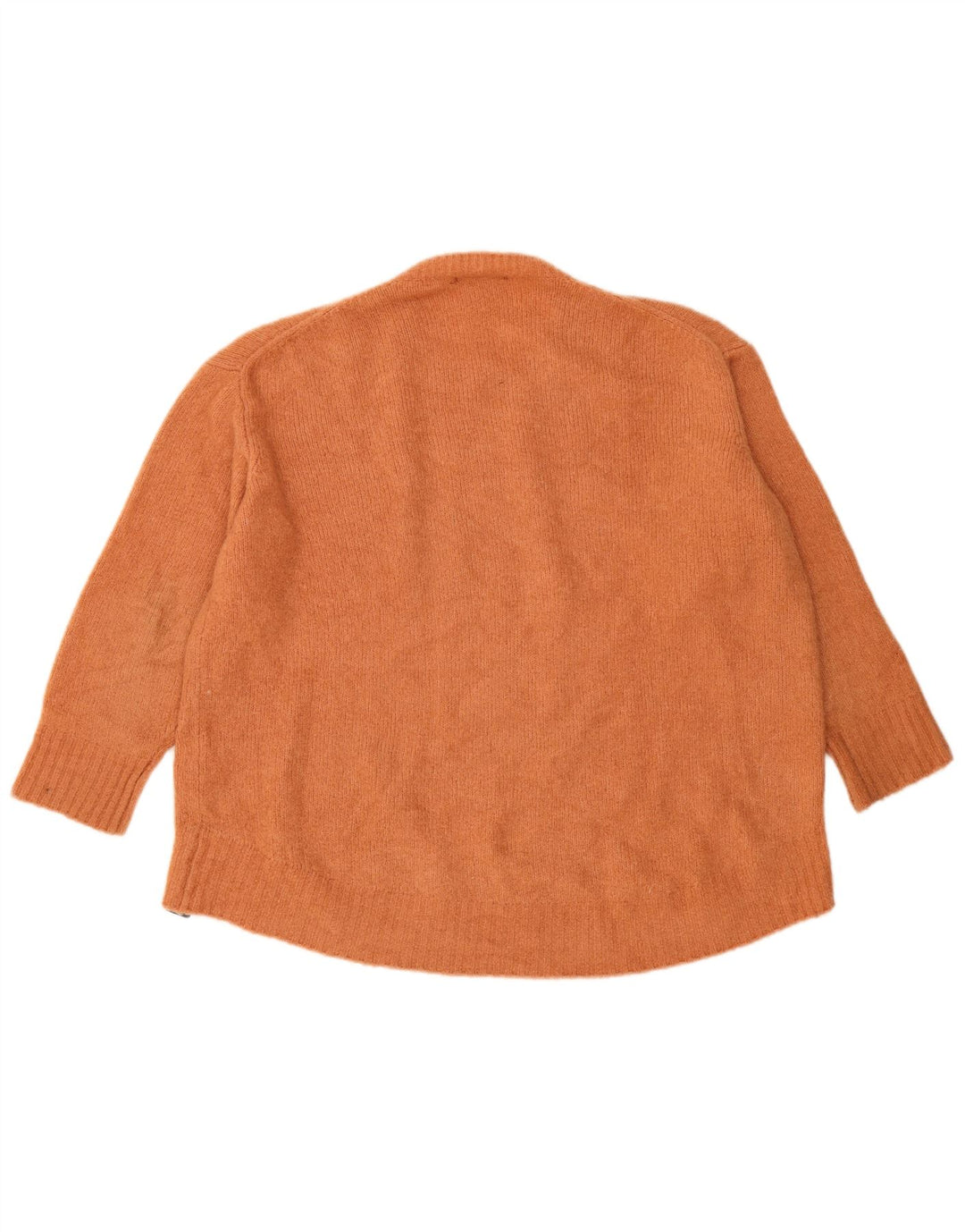 Zara Pull surdimensionné à col rond pour femme UK 16 Large Orange Acrylique