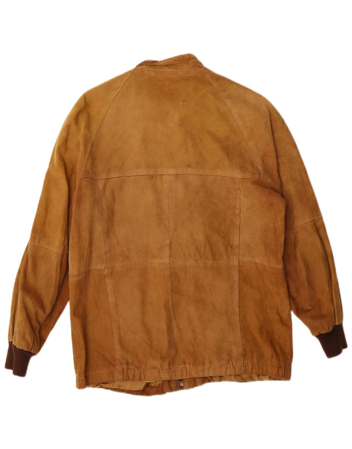 Veste en daim Bomber femme Vintage UK 12 cuir marron moyen