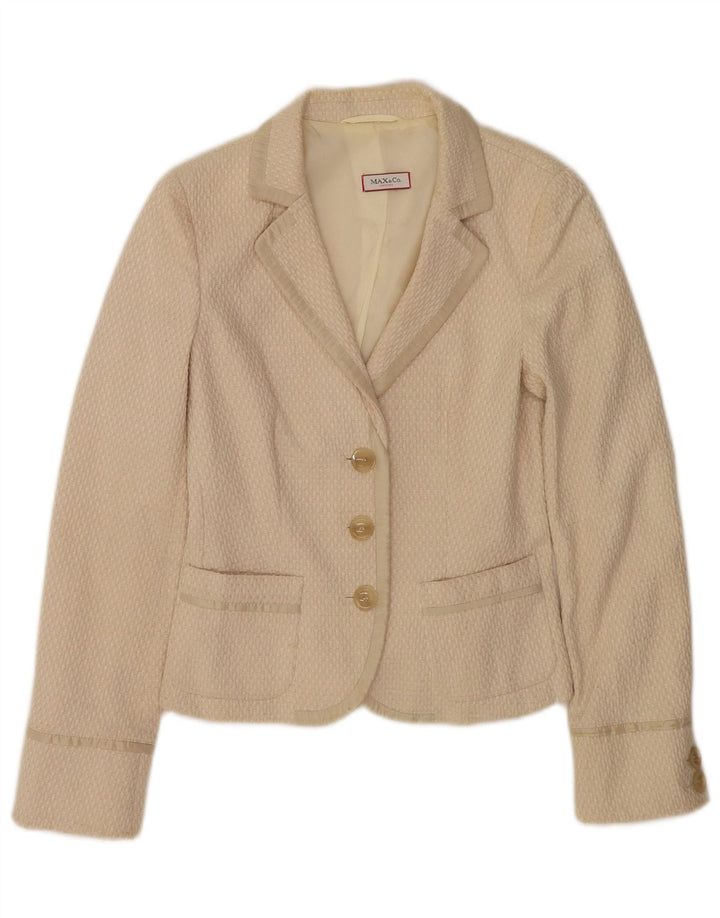Max & Co. Veste Blazer 3 Boutons Femme UK 6 XS Coton Beige