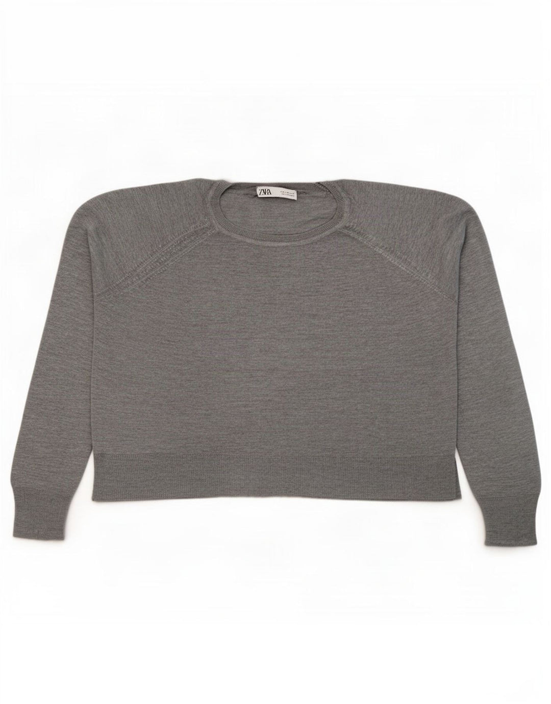 Zara Pull surdimensionné à col rond pour femme UK 14 Gris moyen Viscose