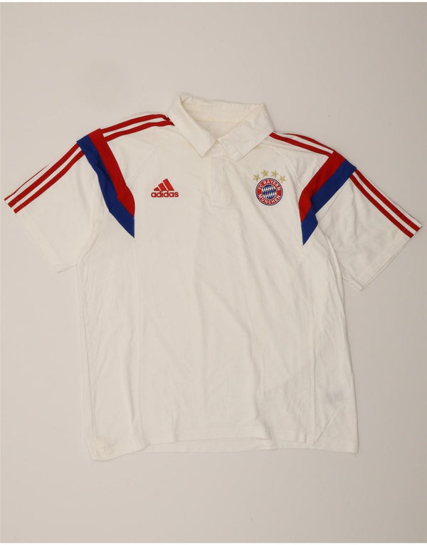 ADIDAS Mens FC Bayern Munchen Polo Shirt XL White Colourblock Cotton