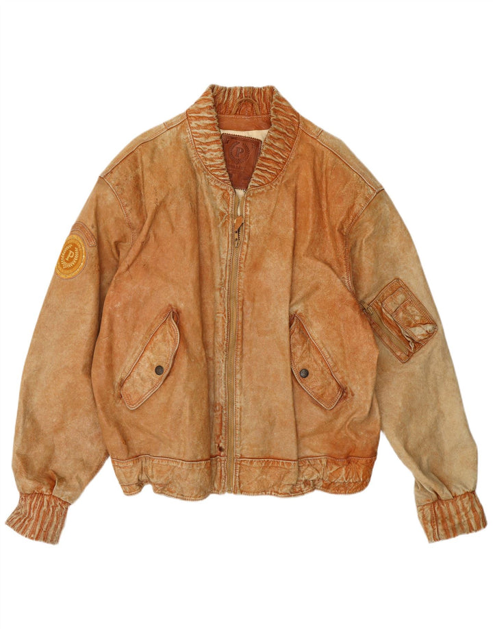 Pollini Veste en cuir pour homme UK 44 2XL Beige