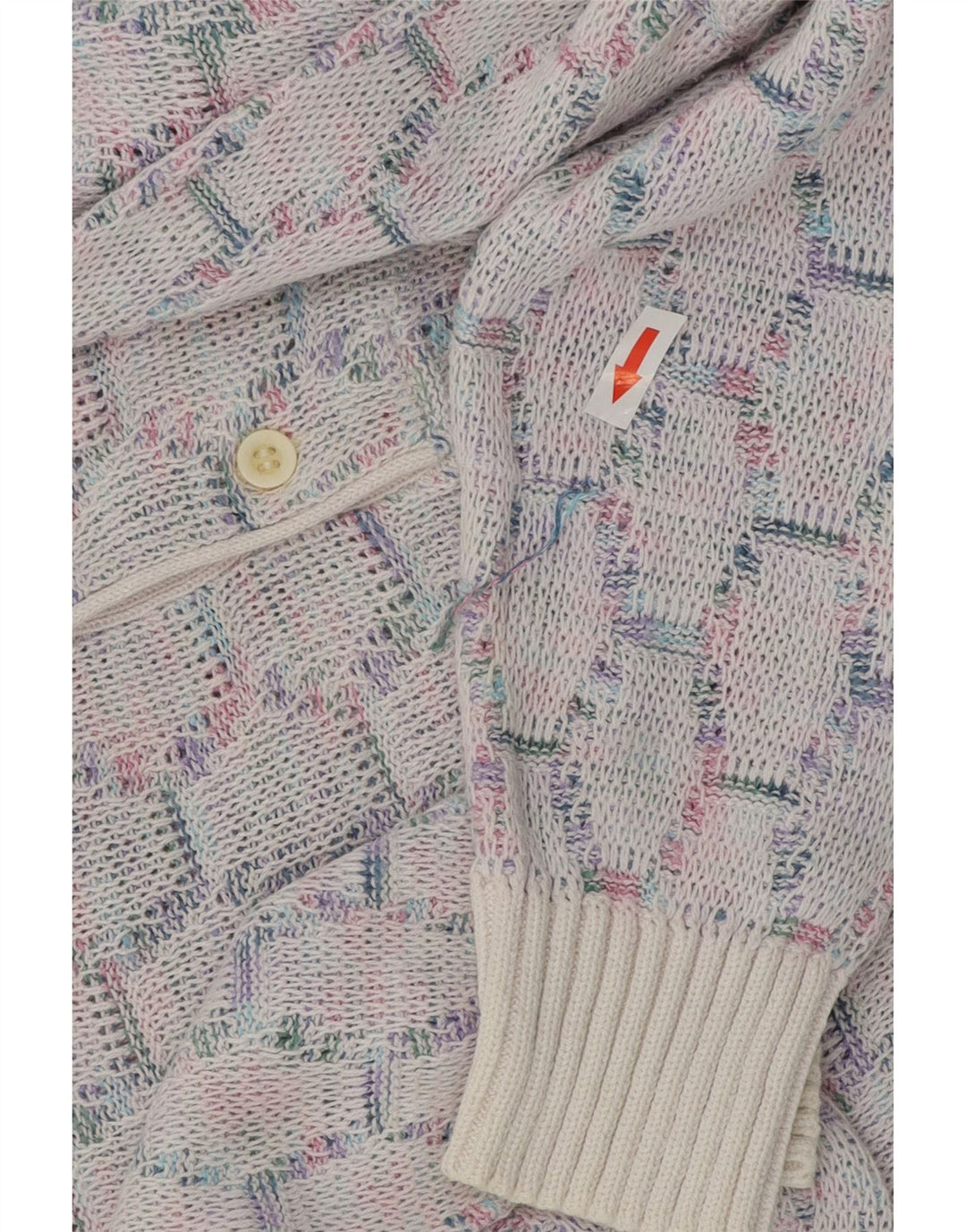 VINTAGE Pull col polo homme bleu moyen géométrique