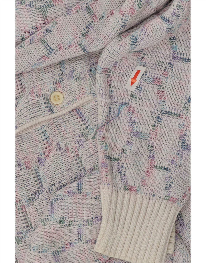 VINTAGE Pull col polo homme bleu moyen géométrique