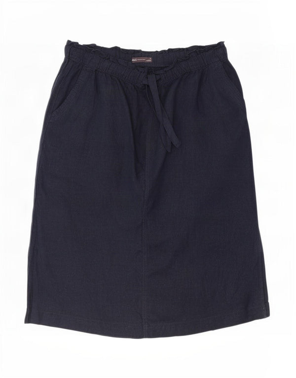 Marks & Spencer Jupe mi-longue pour femme UK 18 XL W38 Bleu marine Lin