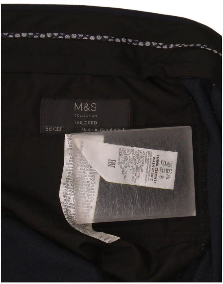 Marks & Spencer Pantalon de costume sur mesure pour homme W36 L33 Bleu marine Polyester