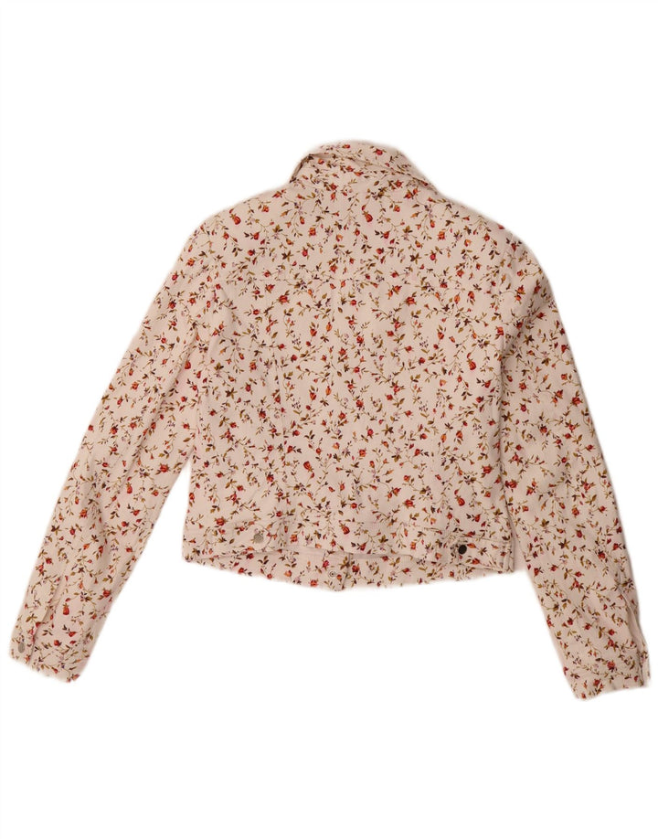 Smashed Lemon Veste bomber courte pour femme UK 10 Petit coton floral blanc