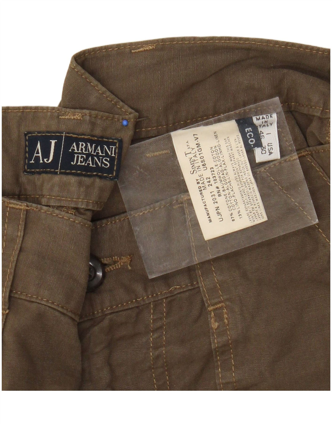 Armani Short Cargo Homme IT 46 Petit W30 Coton Marron