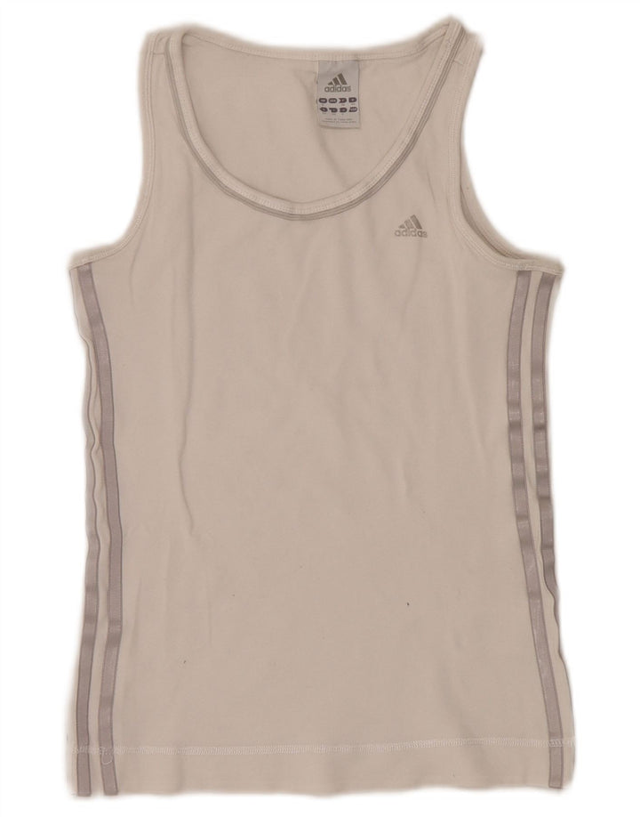Adidas Débardeur Femme UK 8 Petit Coton Blanc