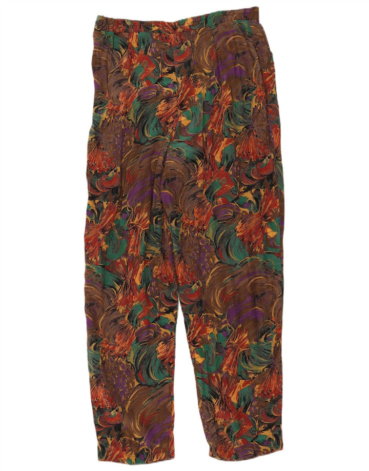 Pantalon décontracté à motif abstrait vintage pour femmes W32 L29 Marron