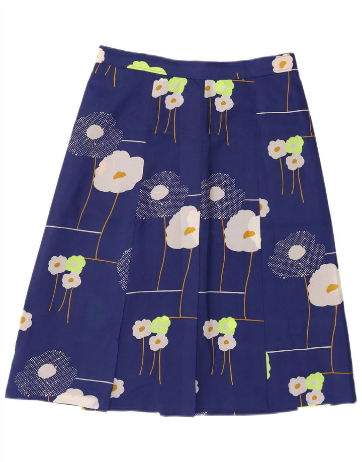 vintage Femme Jupe A-Line W28 Bleu Moyen Floral