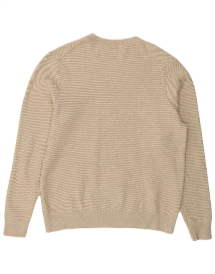 Marks & Spencer Pull à col rond pour homme Large Beige Polyester