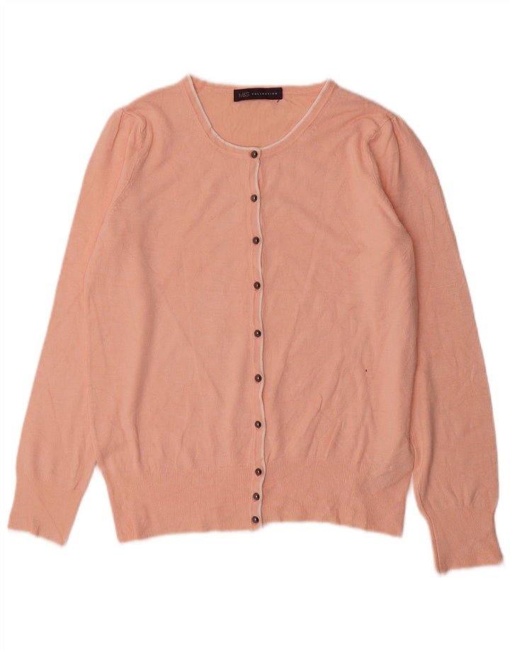 Marks & Spencer Pull Cardigan Femme UK 12 Viscose Rose Moyen