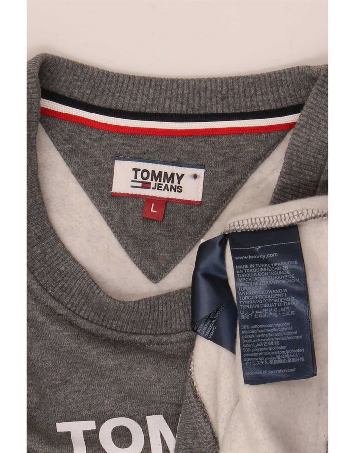 Tommy Hilfiger Sweat-shirt graphique pour homme en coton gris Taille L
