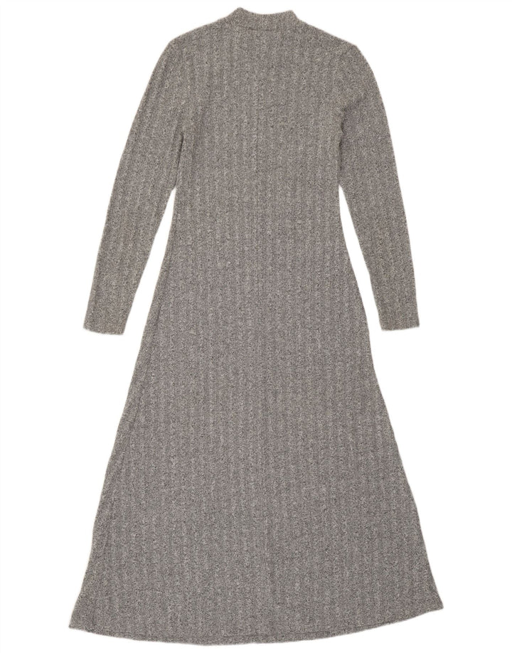 Zara Femme Maxi Robe Pull Longue UK 12 Gris Moyen Polyester Moucheté