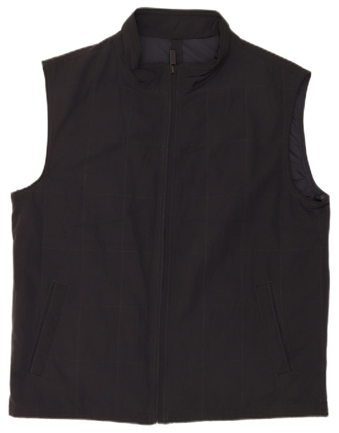Massimo Dutti Gilet Homme UK 42 XL Noir Carreaux Polyester