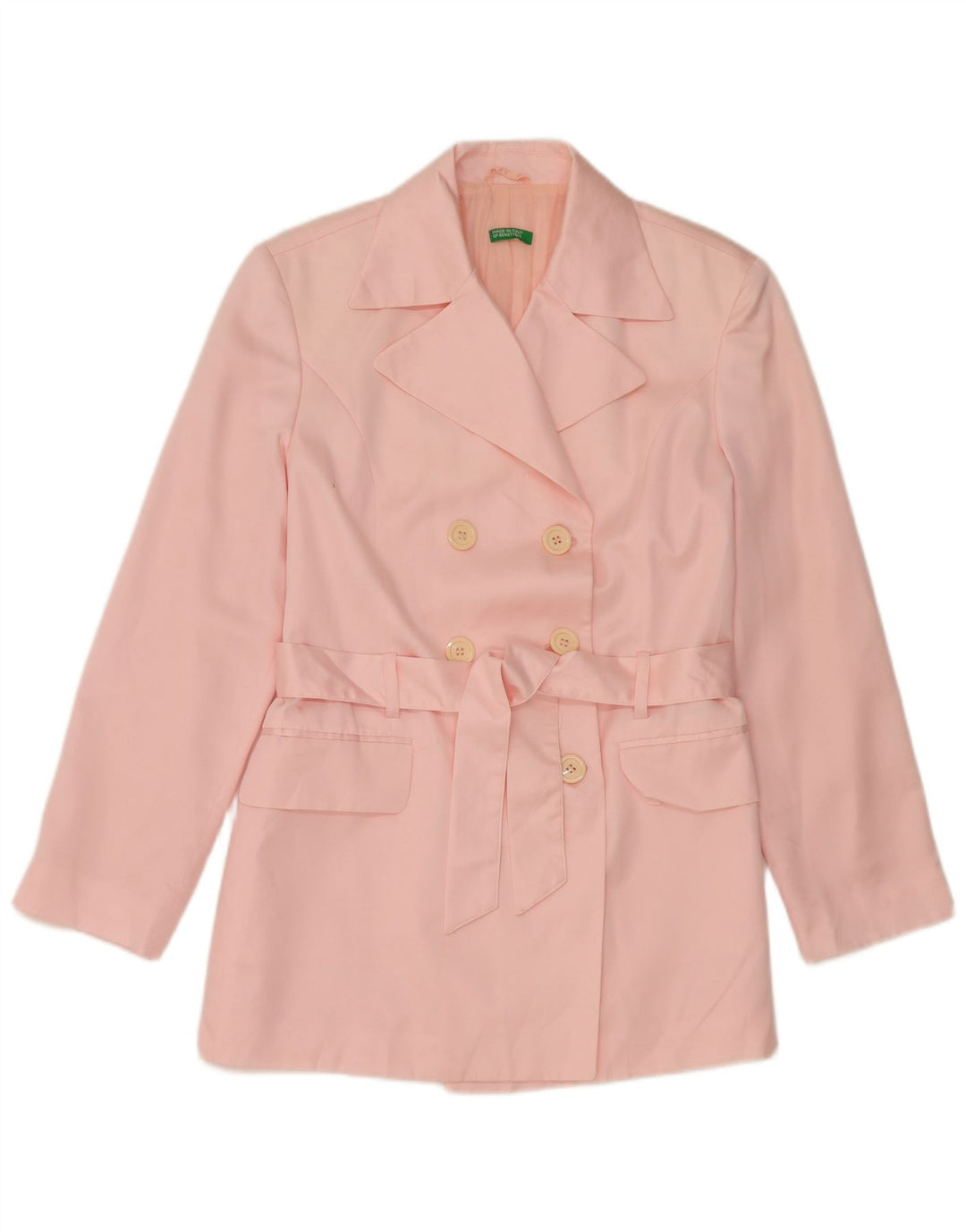 Benetton Veste Blazer Double Boutonnage Femme UK 14 Rose Moyen Polyester