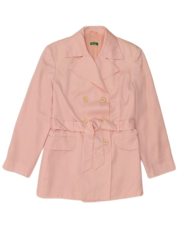 Benetton Veste Blazer Double Boutonnage Femme UK 14 Rose Moyen Polyester