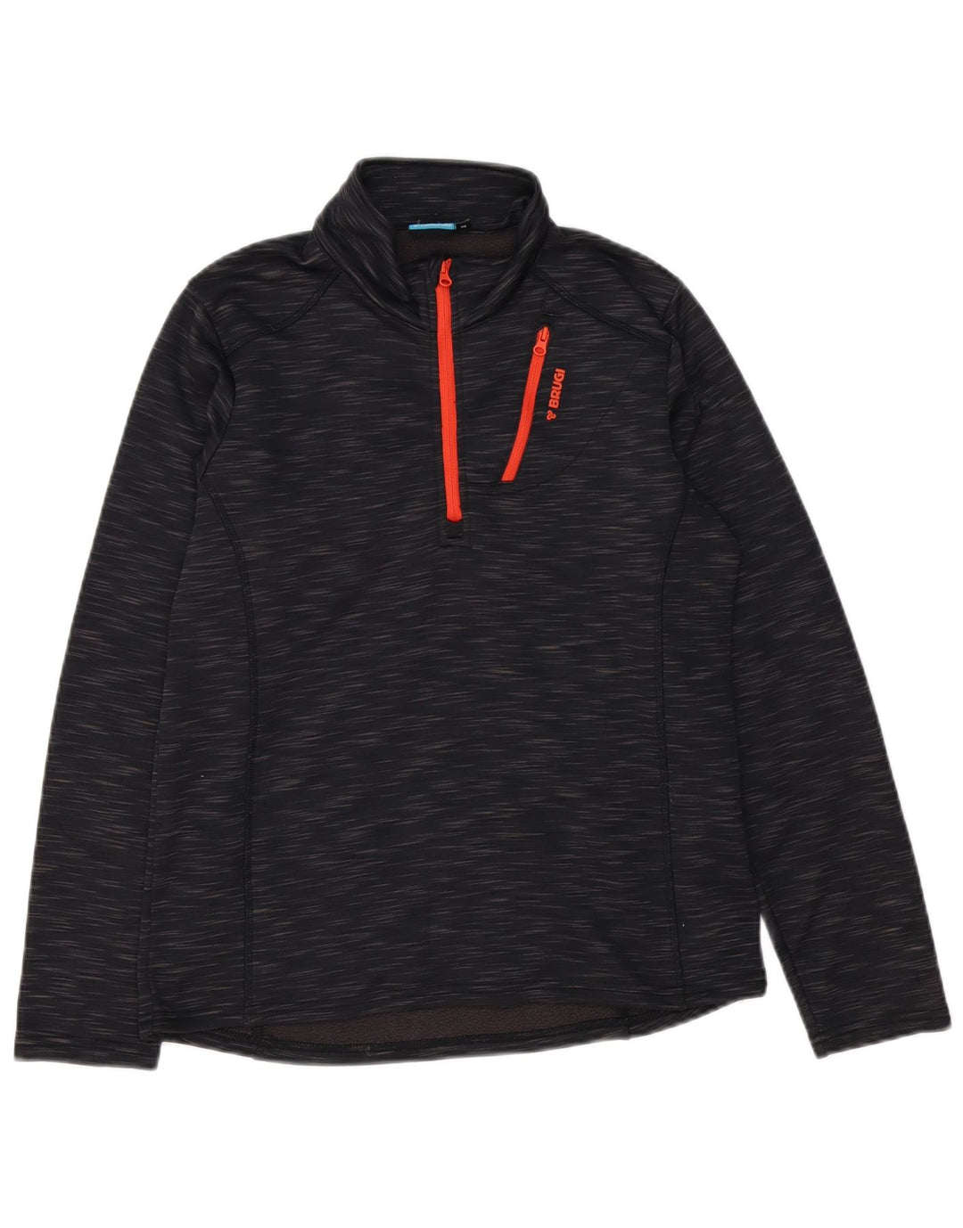 Brugi Sweat-shirt à col zippé pour homme Petit polyester moucheté noir