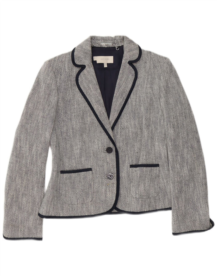 Hobbs Veste blazer à 2 boutons pour femme UK 10 Petit bleu marine en coton