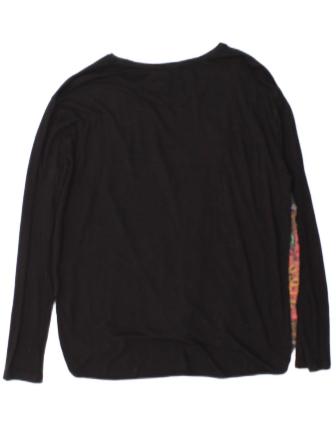 Desigual Femme Top Manches Longues UK 44 Medium Noir Floral Viscose