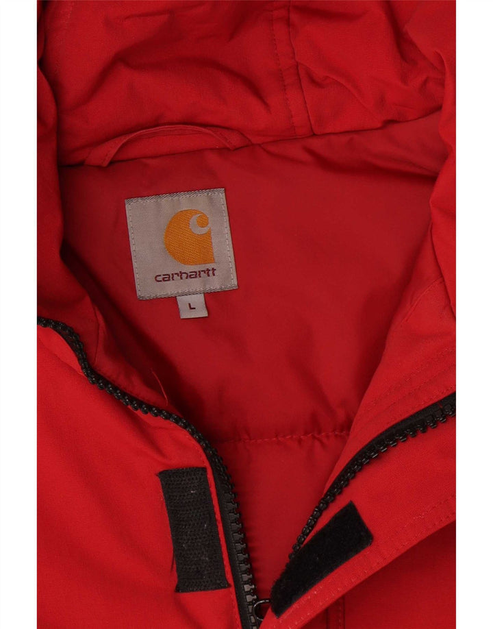 Carhartt Veste rembourrée à capuche pour homme UK 40 Large Rouge Nylon