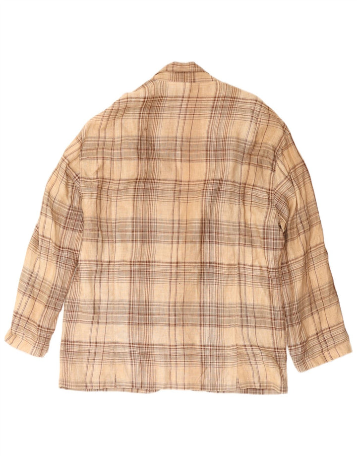 vintage Homme 3 Bouton Blazer Veste IT 52 XL Beige Check