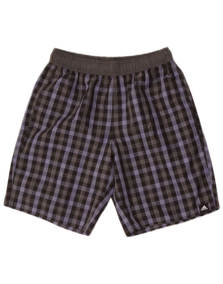 Adidas Short de bain pour homme Petit gris à carreaux en polyester